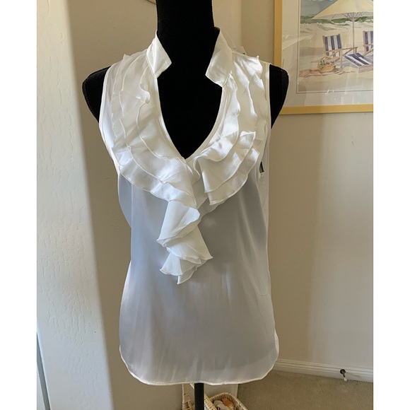 New York & Company Tops - NWT New York & Company Ruffle V-Neck Satiny Top 10